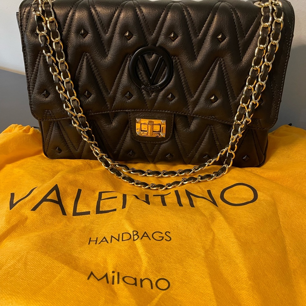 Mario Valentino Black Studded Shoulder Bag